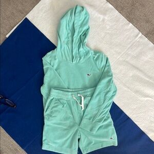 Unisex Vineyard Vines Mint Green Terry Cloth Hoodie and Shorts Set